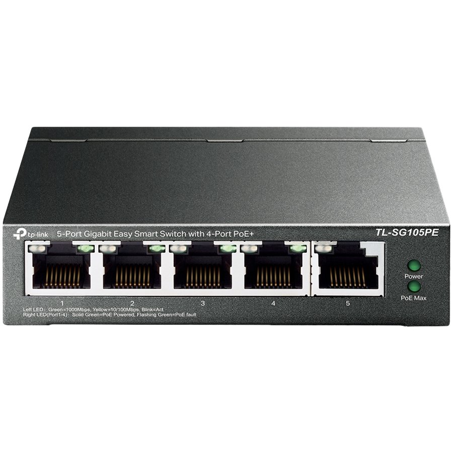 5-Port Gigabit Easy Smart Switch with 4-Port PoE+, metal case, desktop mount, PoE budget 65W, support 802.1q VLAN, QoS, Port Isolation, Loop Prevention, IGMP, PoE Extend mode, easy management via Web UI and Easy Smart Utility. 5-Port Gigabit Easy Smart Switch with 4-Port PoE+, metal case, desktop mount, PoE budget 65W, support 802.1q VLAN, QoS, Port Isolation, Loop Prevention, IGMP, PoE Extend mode, easy management via Web UI and Easy Smart Utility. - Image 1