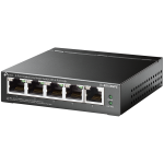 5-Port Gigabit Easy Smart Switch with 4-Port PoE+ 4× Gigabit PoE+ Ports, 1× Gigabit Non-PoE Ports 802.3af/at, 120 W PoE Power, Desktop Steel Case PoE Auto Recovery, MTU/Port/Tag-based VLAN, QoS, IGMP Snooping, Web/Utility Management, Plug and Play