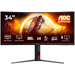 AOC Monitor Gaming CU34G4 Curved 34" Fast VA, 3440x1440, 180Hz, 0.5ms MPRT (1ms GtG), 300 cd/m2, 2500:1, 1500R, Adaptive Sync, FreeSync Premium, HDR10, 2x HDMI, 1x DP, Full Ergo