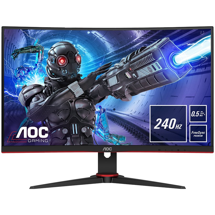 AOC Monitor LED C32G2ZE 32” Gaming Curved 240Hz (31.5“, 16:9, 1920x1080, VA, Antiglare + 3H, 240Hz, 300 cd/m², 4000:1, 1 ms, 2xHDMI, DP, Tilt, Frameless) Black-Red, 3y AOC Monitor LED C32G2ZE 32” Gaming Curved 240Hz (31.5“, 16:9, 1920x1080, VA, Antiglare + 3H, 240Hz, 300 cd/m², 4000:1, 1 ms, 2xHDMI, DP, Tilt, Frameless) Black-Red, 3y - Image 1