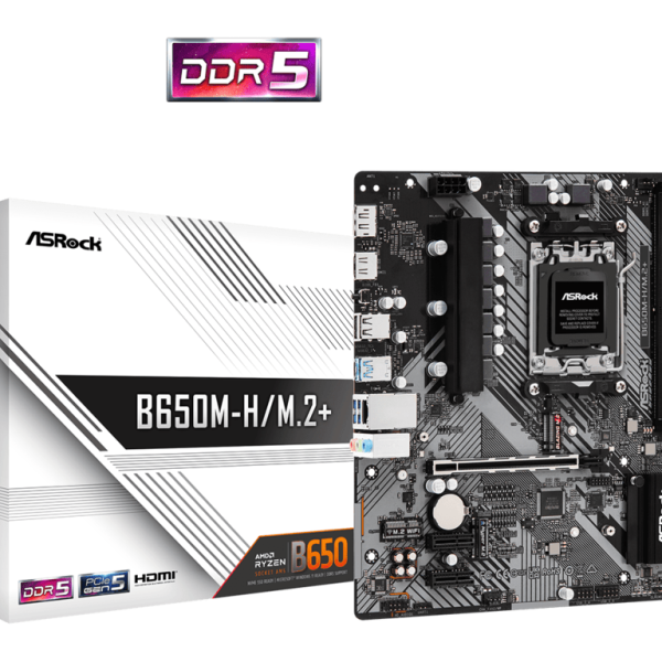 ASROCK MB B650M-H/M.2+AMD B650, AM5, 2xDDR5, 2xM.24xSATA, HDMI, DP, microATX