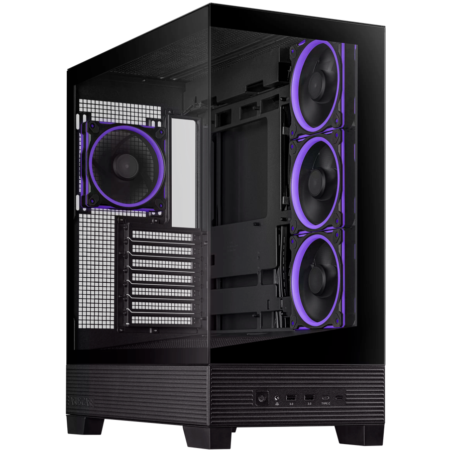 ASUS A31 PLUS Tempered Glass ATX case Black, support for hidden-connector motherboards, 360mm radiators and 380mm graphics cards, four pre-installed ARGB fans and clean cable management ASUS A31 PLUS Tempered Glass ATX case Black, support for hidden-connector motherboards, 360mm radiators and 380mm graphics cards, four pre-installed ARGB fans and clean cable management - Image 1