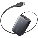 Anker Nano Power Bank (10K, 45W, Built-In Retractable USB-C Cable) Black
