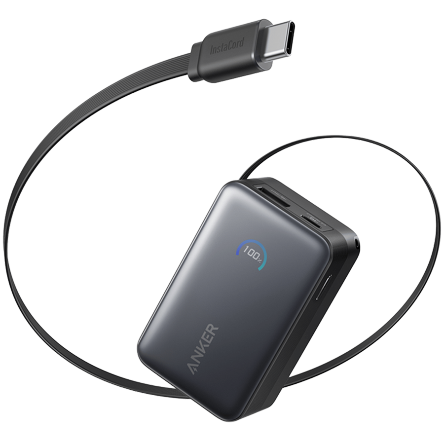 Anker Nano Power Bank (10K, 45W, Built-In Retractable USB-C Cable) Black Anker Nano Power Bank (10K, 45W, Built-In Retractable USB-C Cable) Black - Image 1