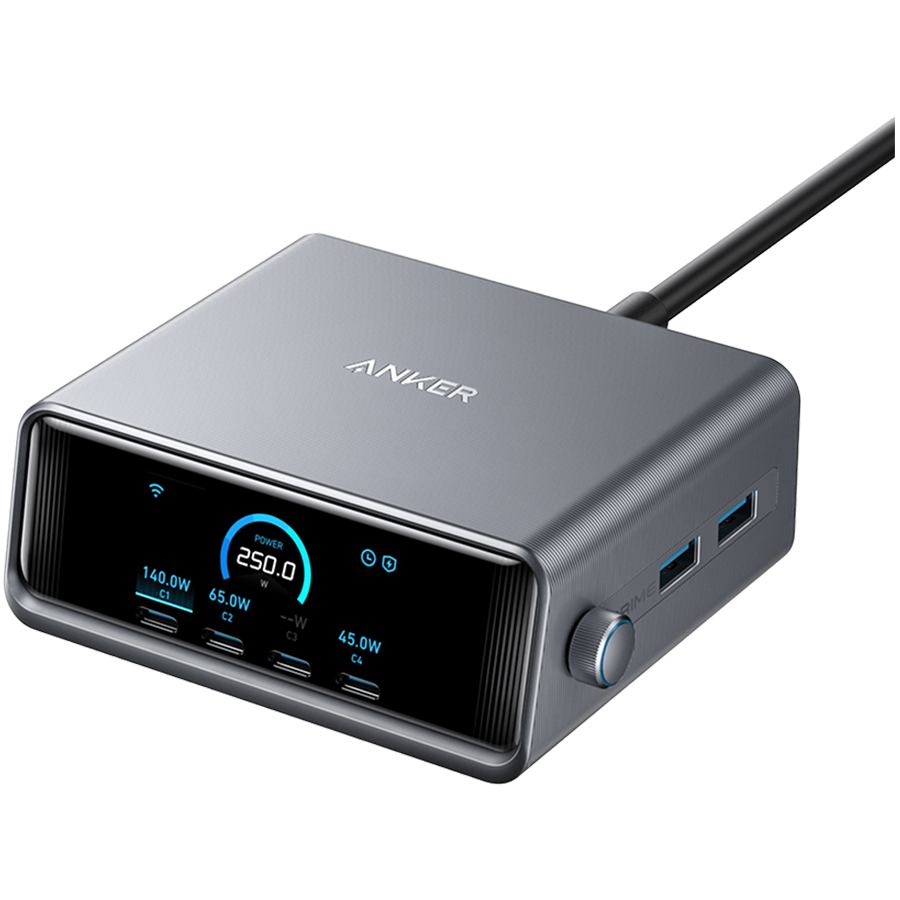 Anker Prime Charger (250W, 6 Ports, GaNPrime) Silver Anker Prime Charger (250W, 6 Ports, GaNPrime) Silver - Image 1
