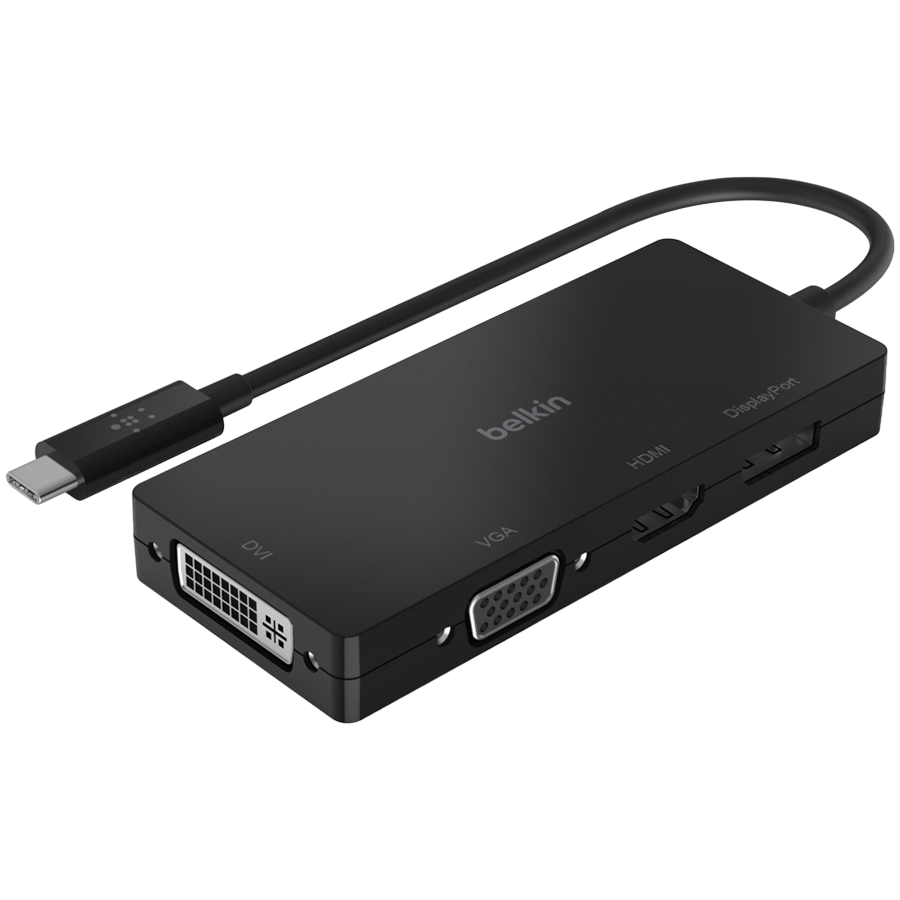 BELKIN ADAPTER, USB-C TO HDMI, VGA, DVI, DISPLAYPORT, BLK BELKIN ADAPTER, USB-C TO HDMI, VGA, DVI, DISPLAYPORT, BLK - Image 1