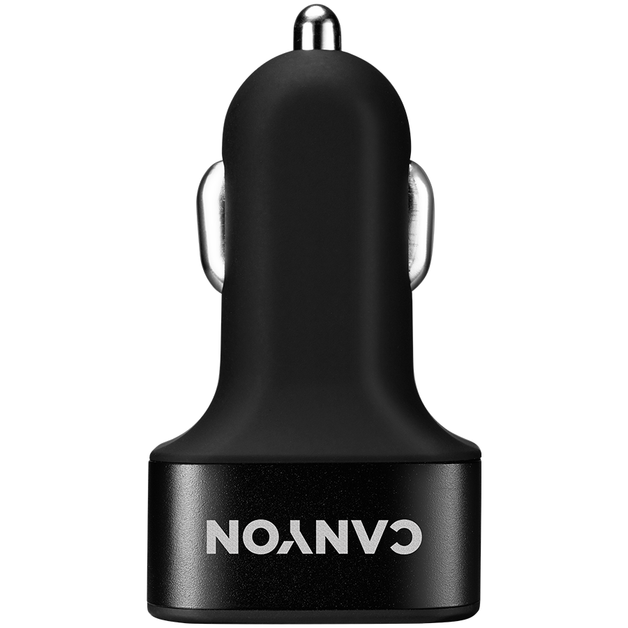 CANYON Mini 3 USB car adapter, Input 12V-24V, Output 5V-3.1A, black rubber coating+black metal ring (side with USB is in plastic) CANYON Mini 3 USB car adapter, Input 12V-24V, Output 5V-3.1A, black rubber coating+black metal ring (side with USB is in plastic) - Image 1