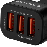 CANYON Mini 3 USB car adapter, Input 12V-24V, Output 5V-3.1A, black rubber coating+black metal ring (side with USB is in plastic) - Image 4