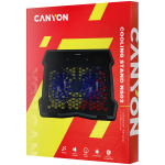 CANYON NS03, Cooling stand dual-fan with 2x2.0 USB hub, support up to 10”-15.6” laptop, ABS plastic and iron, Fans dimension:125*125*15mm(2pcs), DC 5V, fan speed: 800-1000RPM, size:340*265*30mm, 435g - Image 4