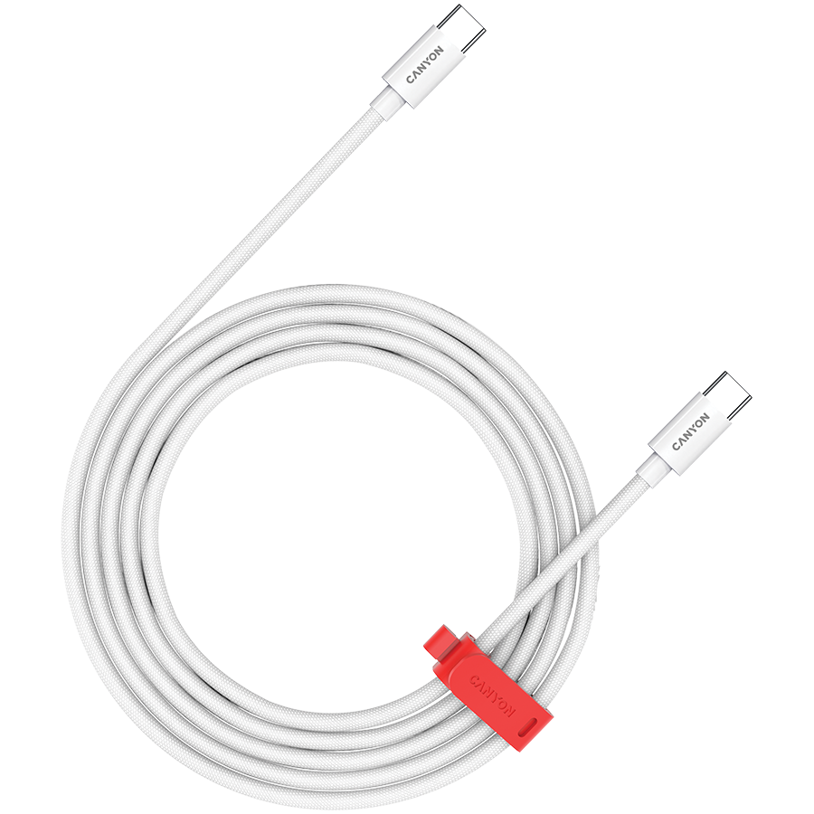 CANYON cable CC60AB C-C 60W Braided 2m White CANYON cable CC60AB C-C 60W Braided 2m White - Image 1