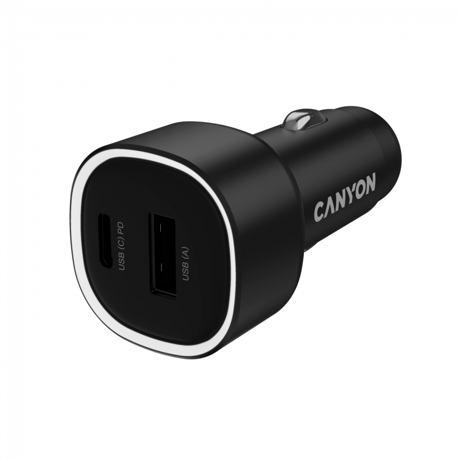 CANYON car charger OnDrive 48 PD 48W USB-A+USB-C Black CANYON car charger OnDrive 48 PD 48W USB-A+USB-C Black - Image 1