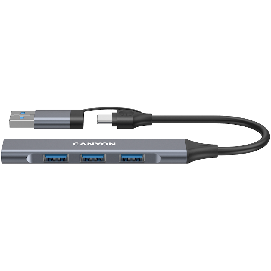 CANYON hub DS-02 4in1 USB-A/C Grey CANYON hub DS-02 4in1 USB-A/C Grey - Image 1