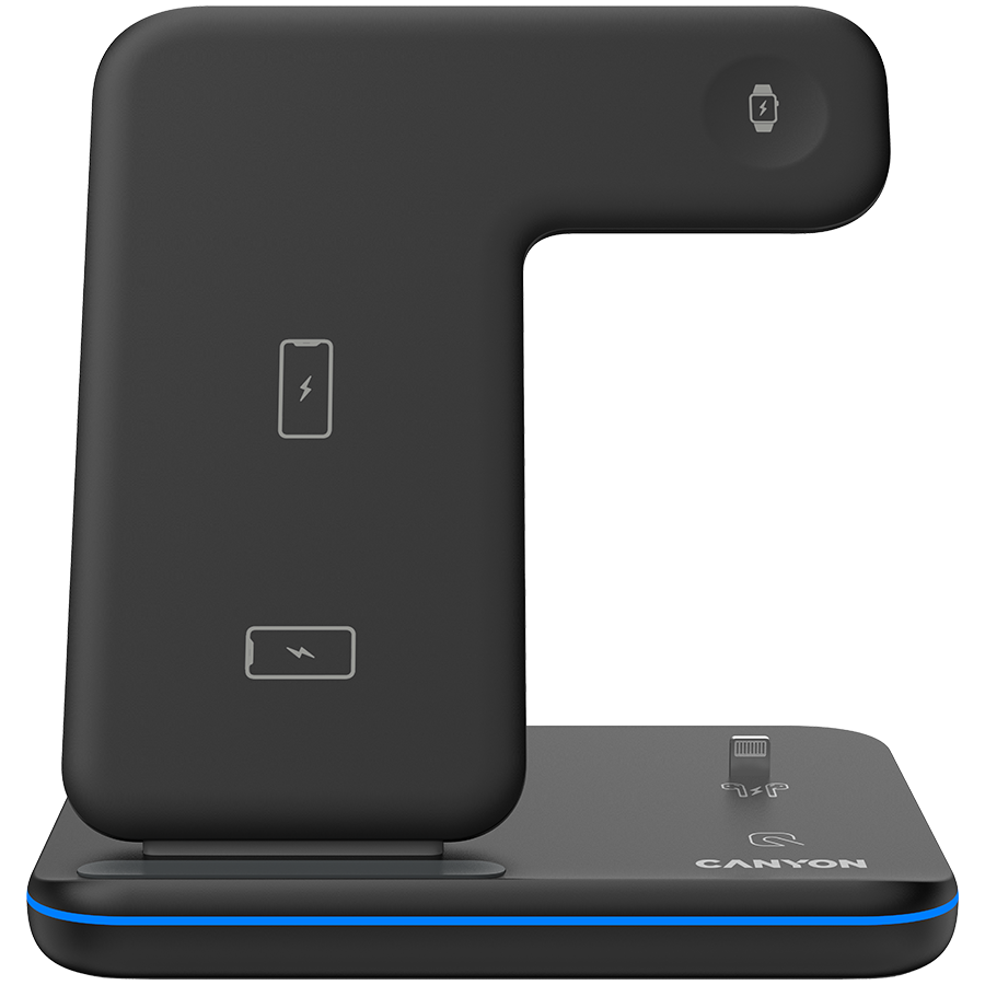 CANYON wireless charger WS-302 15W 3in1 Black CANYON wireless charger WS-302 15W 3in1 Black - Image 1