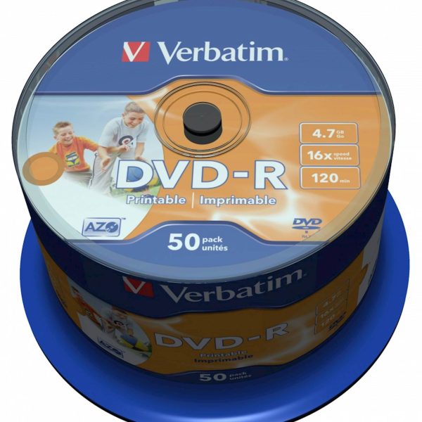 DVD-R MEDIJ VERBATIM 50PK CB P 16X 4,7GB WIDE PRINTABILNI