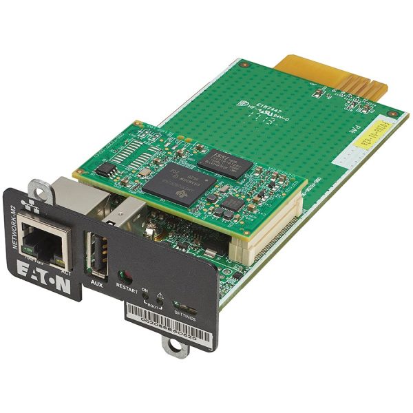 Eaton Gigabit Network Card; Ethernet 10/100/1000BaseT; Web/SNMP communications; UPS Supported: 5SC rack or RT, 5P, 5PX, 9SX, 9PX, 93PM, 9PHD, 91PS, 93PS, 93PS Marine