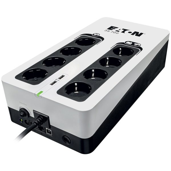 Eaton UPS 3S GEN2  Eaton 3S 700 DIN, 700VA/420W, Input: Schuko, Outputs: (4) Schuko, (4) Schuko surge only, USB Communication, USB charge (2), 4.2kg;  Tower 2yr warranty