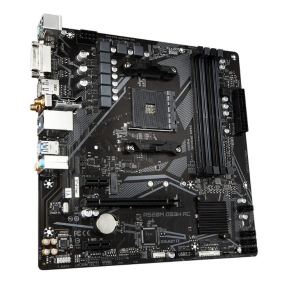 Gigabyte MB A520M DS3H AC AMD A520,AM4, 4x DDR4;1x M.2 4x USB, DVI-D, DP, HDMI, WI-FI