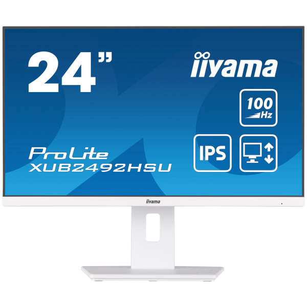 IIYAMA Monitor LED XUB2492HSU-W6 WHITE 23.8" IPS 1920 x 1080 @100Hz 16:9 250 cd/m² 1300:1 0.4ms HDMI DP USB 4 x 3.2  Full Ergonomic
