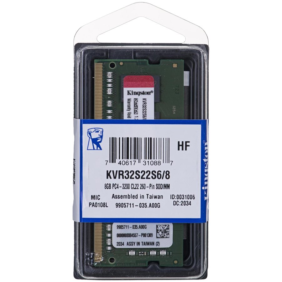 Kingston DRAM 8GB 3200MT/s DDR4 Non-ECC CL22 SODIMM 1Rx16 Kingston DRAM 8GB 3200MT/s DDR4 Non-ECC CL22 SODIMM 1Rx16 - Image 1