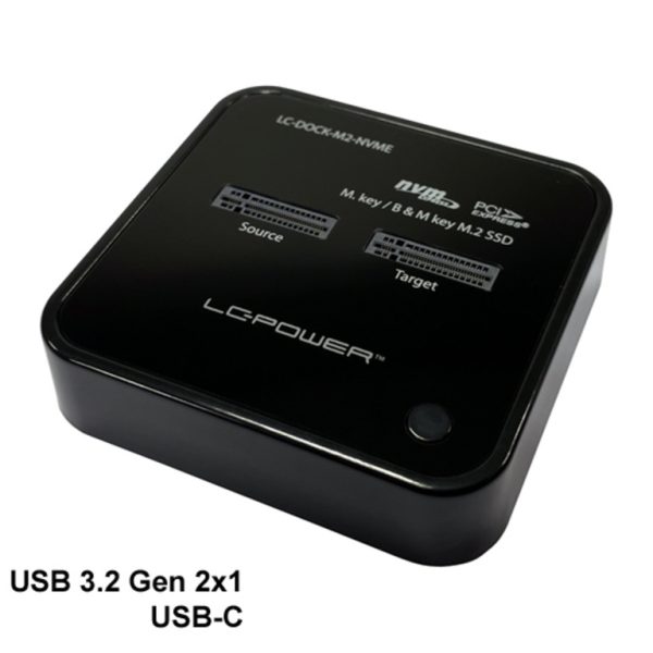 LC-Power Docking station NVMEM.2 SSD, USB-C port, 2x SSD-a,Transfer rate do 10 Gb/s