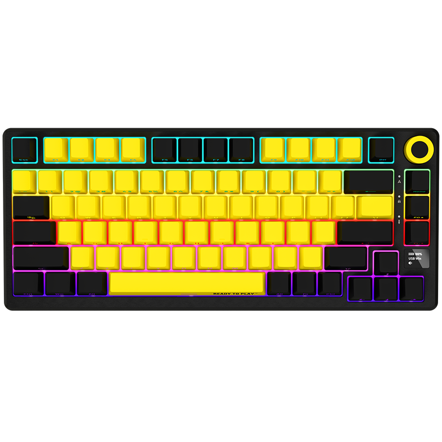 LORGAR KBP7075W, Wireless 75% Mechanical Gaming Keyboard Pro, Black/yellow, EN layout LORGAR KBP7075W, Wireless 75% Mechanical Gaming Keyboard Pro, Black/yellow, EN layout - Image 1