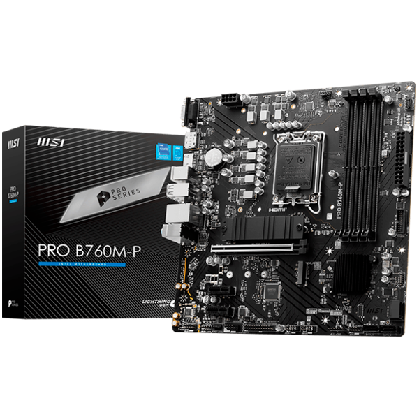 MSI PRO B760M-P Motherboard, Micro-ATX - Supports 14th/13th/12th Gen Intel Core Processors, LGA 1700 - DDR5 Memory Boost 6800+MHz/OC, PCIe 4.0 x16 Slot, M.2 Gen4 Slots MSI PRO B760M-P Motherboard, Micro-ATX - Supports 14th/13th/12th Gen Intel Core Processors, LGA 1700 - DDR5 Memory Boost 6800+MHz/OC, PCIe 4.0 x16 Slot, M.2 Gen4 Slots - Image 1
