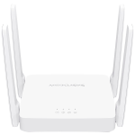 Mercusys AC10 AC1200 Wireless Dual Band Router, 300 Mbps at 2.4 GHz + 867 Mbps at 5 GHz, 4 × 5 dBi Fixed External Antennas, 2× 10/100 Mbps LAN Ports, 1× 10/100 Mbps WAN Port, Access Point Mode, Beamforming, MU-MIMO, Parental Controls, Guest