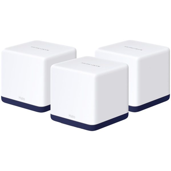 Mercusys Halo H50G(3-pack) 1900Mbps Whole Home Mesh Wi-Fi System,600Mbps at 2.4GHz,1300Mbps at 5GHz,3 Gigabit Ports,2 internal antennas,One Unified Network,Seamless Roaming,MU-MIMO,Easy Pair,Parental Controls,IPv6,Beamforming,Mercusys App