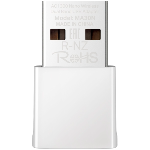 Mercusys MA30N AC1300 Nano Wireless Dual Band USB Adapter, 400 Mbps at 2.4 GHz + 867 Mbps at 5 GHz, Internal Antennas, USB 2.0, Nano Size, MU-MIMO, WPA3