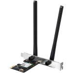 Mercusys MA80XE AX3000 Dual-Band Wi-Fi 6 Bluetooth PCI Express Adapter, 2402 Mbps at 5 GHz + 574 Mbps at 2.4 GHz, 2× High Gain Dual-Band External Antennas, Wi-Fi 6, MU-MIMO, OFDMA, 1024 QAM, HE160, WPA3, Bluetooth 5.2, Intel WiFi 6 Chipset