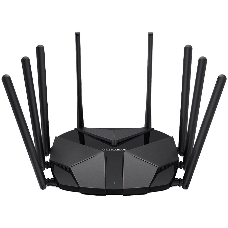 Mercusys MR90X AX6000 8-Stream Dual-Band Wi-Fi 6 Router, 1148 Mbps at 2.4 GHz + 4804 Mbps at 5 GHz, 8× Fixed External Antennas, 1× 2.5 G Port, 1× Gi Port, 2× G LAN Ports,1024-QAM,OFD,HE160, Router/AP Mode,MU-MIMO,IPTV,IPv6,Smart Connect,Beamformi Mercusys MR90X AX6000 8-Stream Dual-Band Wi-Fi 6 Router, 1148 Mbps at 2.4 GHz + 4804 Mbps at 5 GHz, 8× Fixed External Antennas, 1× 2.5 G Port, 1× Gi Port, 2× G LAN Ports,1024-QAM,OFD,HE160, Router/AP Mode,MU-MIMO,IPTV,IPv6,Smart Connect,Beamformi - Image 1