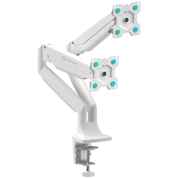 ONKRON Dual Monitor Desk Mount Stand for 13 to 32-Inch LCD LED Monitors up to 9 kg, White