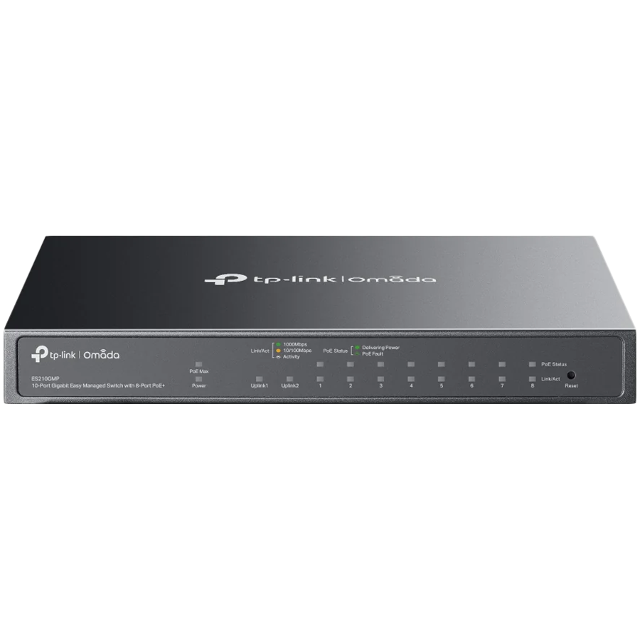 Omada 10-Port Gigabit Easy Managed Switch with 8-Port PoE+ 8× Gigabit PoE+ Ports, 1x Gigabit Non-PoE Ports, 1× Combo Gigabit RJ45/SFP Port 802.3at/af, 123 W PoE Power, Desktop Steel Case and Fanless Integration with Omada SDN Controller Omada 10-Port Gigabit Easy Managed Switch with 8-Port PoE+ 8× Gigabit PoE+ Ports, 1x Gigabit Non-PoE Ports, 1× Combo Gigabit RJ45/SFP Port 802.3at/af, 123 W PoE Power, Desktop Steel Case and Fanless Integration with Omada SDN Controller - Image 1