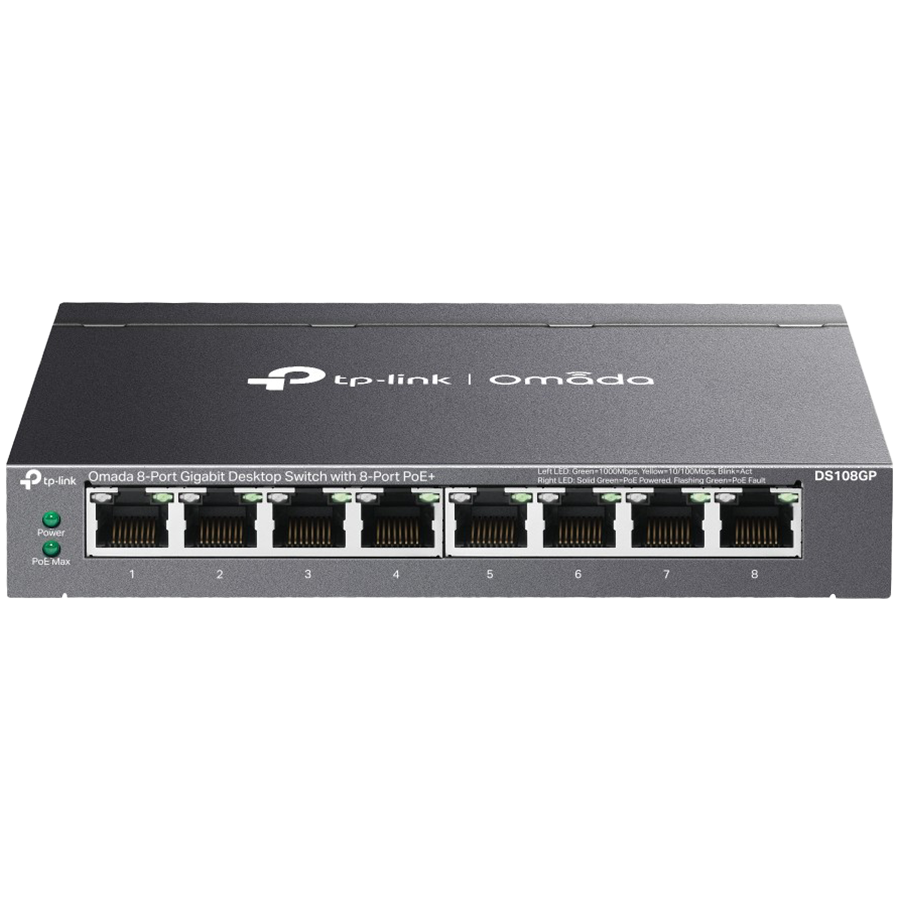 Omada 8-Port Gigabit Desktop Switch with 8-Port PoE+ 8× Gigabit PoE+ Ports 802.3af/at, 64 W PoE Power, Desktop Steel Case Plug and Play Omada 8-Port Gigabit Desktop Switch with 8-Port PoE+ 8× Gigabit PoE+ Ports 802.3af/at, 64 W PoE Power, Desktop Steel Case Plug and Play - Image 1