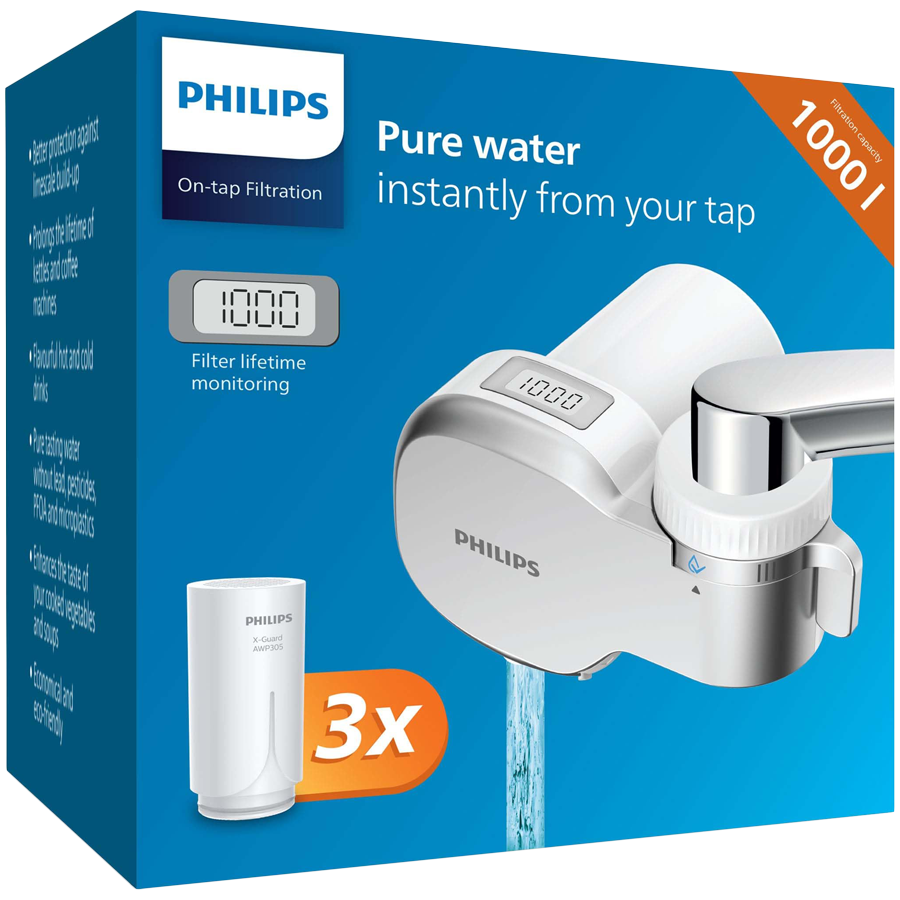 PHILIPS AWP3705P3/10 Filter za slavinu, digitalni timer, 99% mikrofiltracija, filter X-Guard, 3 filtera u pakovanju, PHILIPS AWP3705P3/10 Filter za slavinu, digitalni timer, 99% mikrofiltracija, filter X-Guard, 3 filtera u pakovanju, - Image 1