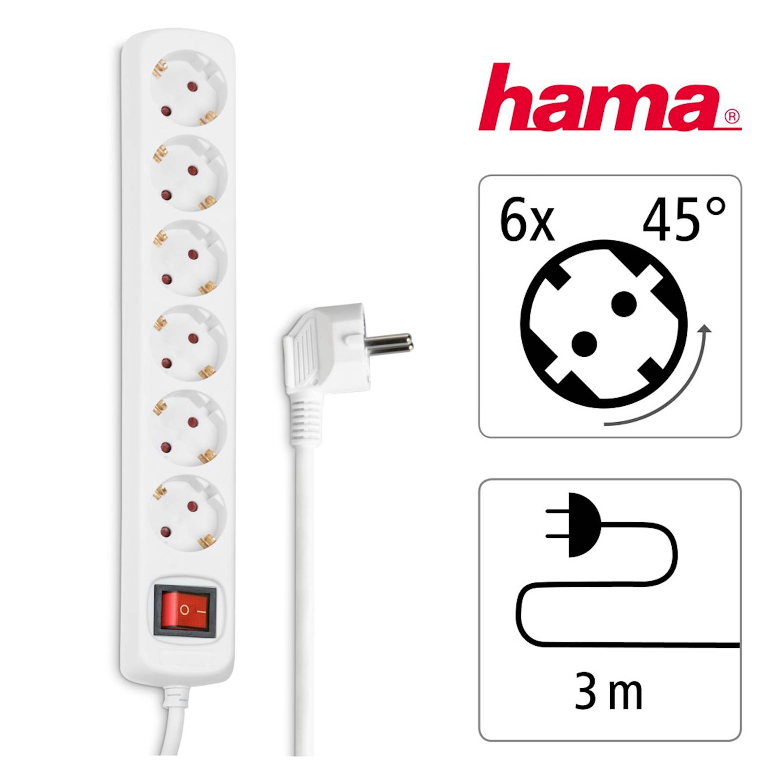 Produžni kabl HAMA 6 utičnica 3m Produžni kabl HAMA 6 utičnica 3m - Image 1
