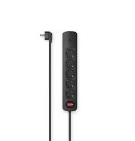 Produžni prenaponski kabal HAMA 5 utičnica 1.5m, prenaponski, sa prekidačem, crni