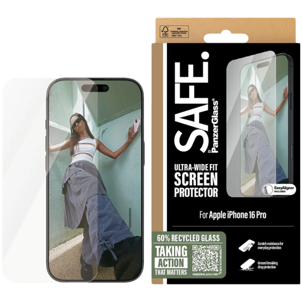 SAFE. by PanzerGlass Screen Protector iPhone 16 Pro | Ultra-Wide Fit