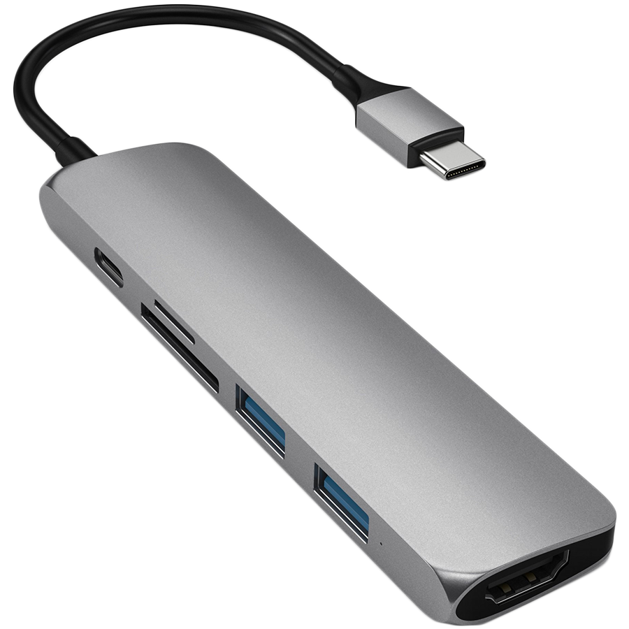SATECHI Type-C Slim Multiport Adapter V2 Space Gray - Image 1