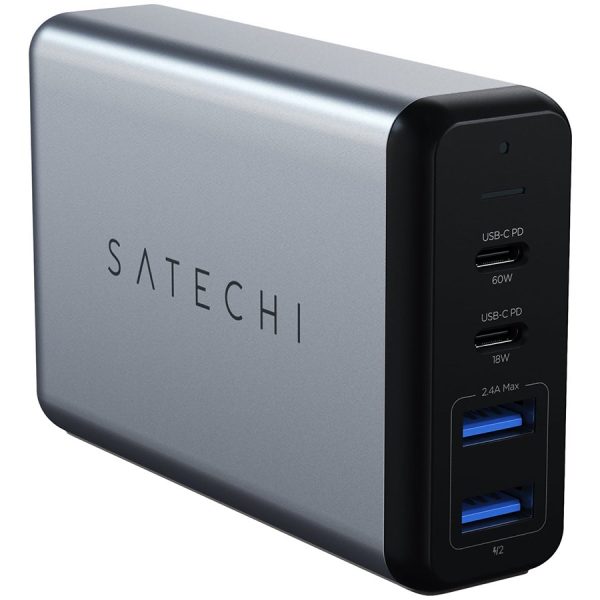 Satechi 75W Dual Type-C PD Travel Charger (2x USB-A,1x USB-C PD 18W,1x USB-C PD 60W) - Space Grey