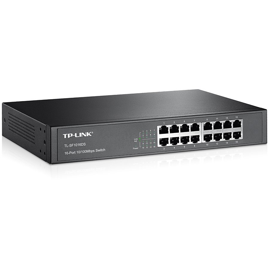 Switch TP-LINK TL-SF1016DS 16-port 10/100M Switch, 16 10/100M RJ45 ports, 1U 13-inch rack-mountable steel case Switch TP-LINK TL-SF1016DS 16-port 10/100M Switch, 16 10/100M RJ45 ports, 1U 13-inch rack-mountable steel case - Image 1