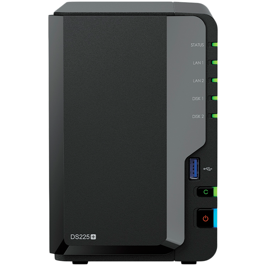Synology DS225+, Tower, 2-bays 3.5'' SATA HDD/SSD, CPU Inte Celeron J4125 4-core (4-thread) 2.0 GHz, burst up to 2.7 GHz, 2 GB DDR4 non-ECC (expandable up to 6 GB), 1xRJ-45 1GbE LAN, 1xRJ-45 2.5 GbE LAN, 2xUSB 3.2 Gen 1, 1.3 kg, 3yr warranty Synology DS225+, Tower, 2-bays 3.5'' SATA HDD/SSD, CPU Inte Celeron J4125 4-core (4-thread) 2.0 GHz, burst up to 2.7 GHz, 2 GB DDR4 non-ECC (expandable up to 6 GB), 1xRJ-45 1GbE LAN, 1xRJ-45 2.5 GbE LAN, 2xUSB 3.2 Gen 1, 1.3 kg, 3yr warranty - Image 1