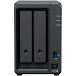 Synology DS725+, Tower, 2-Bays 3.5'' SATA HDD/SSD, 2 x M.2 2280 NVMe SSD, CPU AMD Ryzen R1600 dual-core (4-thread), max. boost up to 3.1 GHz, 4 GB DDR4 ECC SODIMM, 1 x 2.5 GbE, 1 x 1GbE, 1 x USB 3.2, 1 x eSATA USB-C, 1.51 kg, 3y