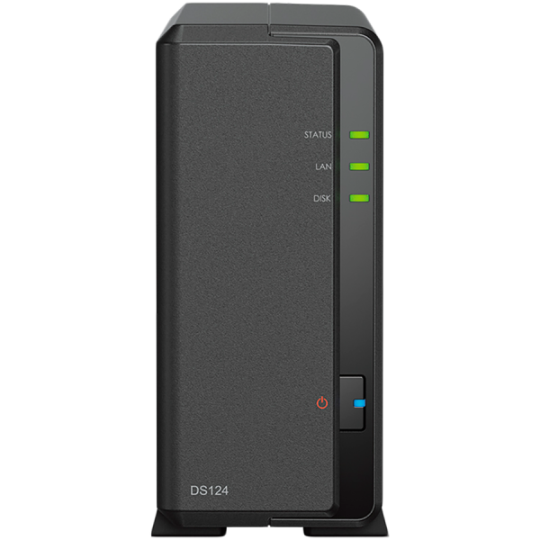 Synology DiskStation DS124 1-Bay NAS, CPU 4-core 1.7 GHz, 1 GB DDR4, 1 x 1Gbe LAN, 2 x USB 3.2