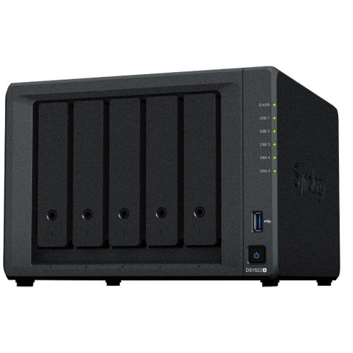 Synology DiskStation DS1522+,Tower, 5-Bay 3.5'' SATA HDD/SSD,2 x M.2 2280 NVMe SSD, CPU AMD Ryzen™ R1600 dual-core (4-thread) 2.6 GHz, max. boost clock up to 3.1 GHz, 8GB DDR4 ECC SODIMM, 4 x 1Gbe, 2xUSB 3.2, 2 x eSATA, 2.7 kg, 3y Synology DiskStation DS1522+,Tower, 5-Bay 3.5'' SATA HDD/SSD,2 x M.2 2280 NVMe SSD, CPU AMD Ryzen™ R1600 dual-core (4-thread) 2.6 GHz, max. boost clock up to 3.1 GHz, 8GB DDR4 ECC SODIMM, 4 x 1Gbe, 2xUSB 3.2, 2 x eSATA, 2.7 kg, 3y - Image 1