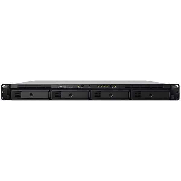 Synology RackStation RS822RP+; Rack 1U; AMD Ryzen V1500B 4-core 2.2 GHz; 2 GB DDR4 ECC SODIMM; 4x 3.5”/2.5” HDD bays; 4x RJ-45 1GbE LAN Port; 2x USB 3.2 Gen 1 Port; eSATA Port; redundant power supply, 3yr warranty
