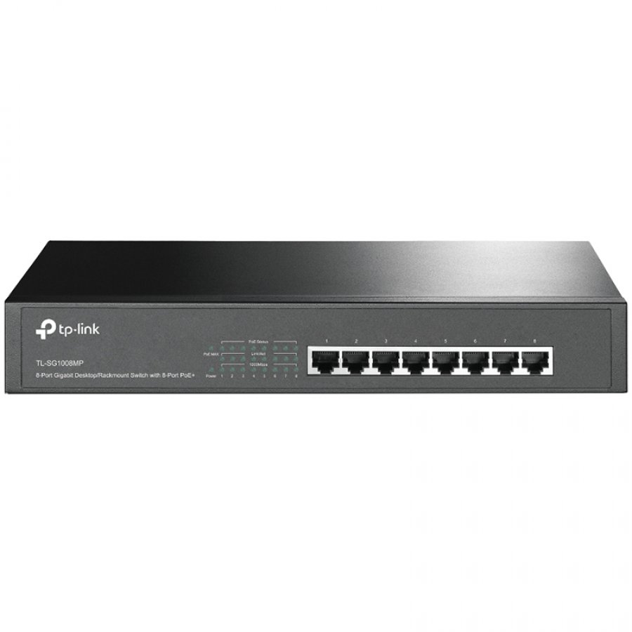 TP-Link 8-Port Gigabit PoE+ Switch, 8 Gigabit RJ45 Ports, 802.3at/af, 126W PoE Power, 1U 13-inch Rack-mountable Steel Case TP-Link 8-Port Gigabit PoE+ Switch, 8 Gigabit RJ45 Ports, 802.3at/af, 126W PoE Power, 1U 13-inch Rack-mountable Steel Case - Image 1