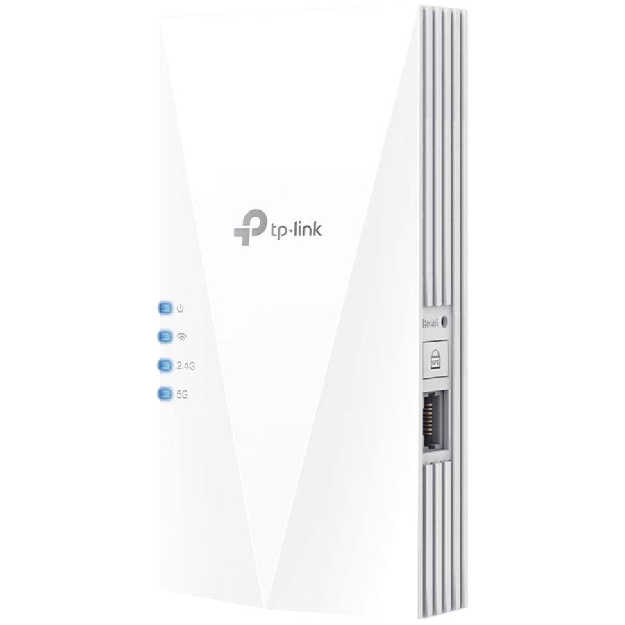 TP Link AX1800 Wi-Fi 6 Range Extender, 2.4GHz and 5GHz, 1 Gigabit Ethernet Port, 574 Mbps at 2.4GHz, 1201 Mbps at 5GHz, WPS Button, Reset Button, 2 Internal Antennas TP Link AX1800 Wi-Fi 6 Range Extender, 2.4GHz and 5GHz, 1 Gigabit Ethernet Port, 574 Mbps at 2.4GHz, 1201 Mbps at 5GHz, WPS Button, Reset Button, 2 Internal Antennas - Image 1