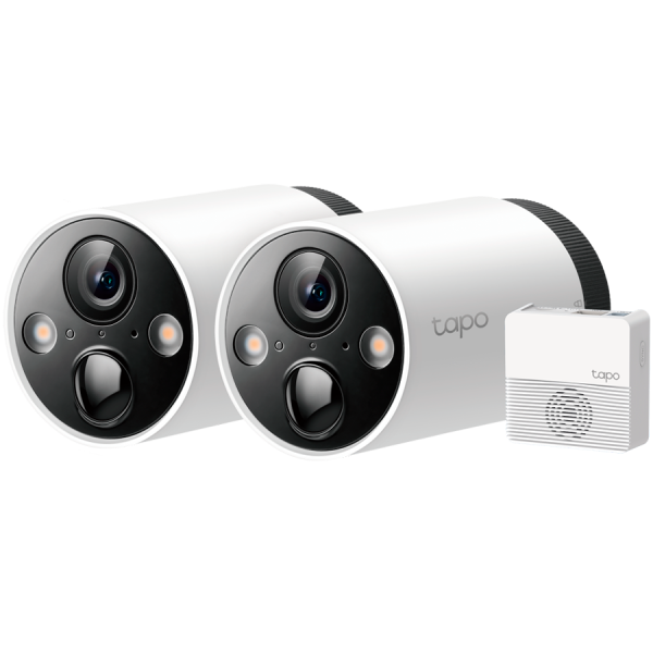TP-Link C420S2 Smart Wire-Free Security Camera System, 2-Camera System, 2 x Tapo C420, 1 x Tapo H200, 180-day battery life(5200mAh), 2K (2560x1440), 2.4 GHz, IP65, Two-way audio, Remote Control, Tapo App, Local Storage, Smart Detection