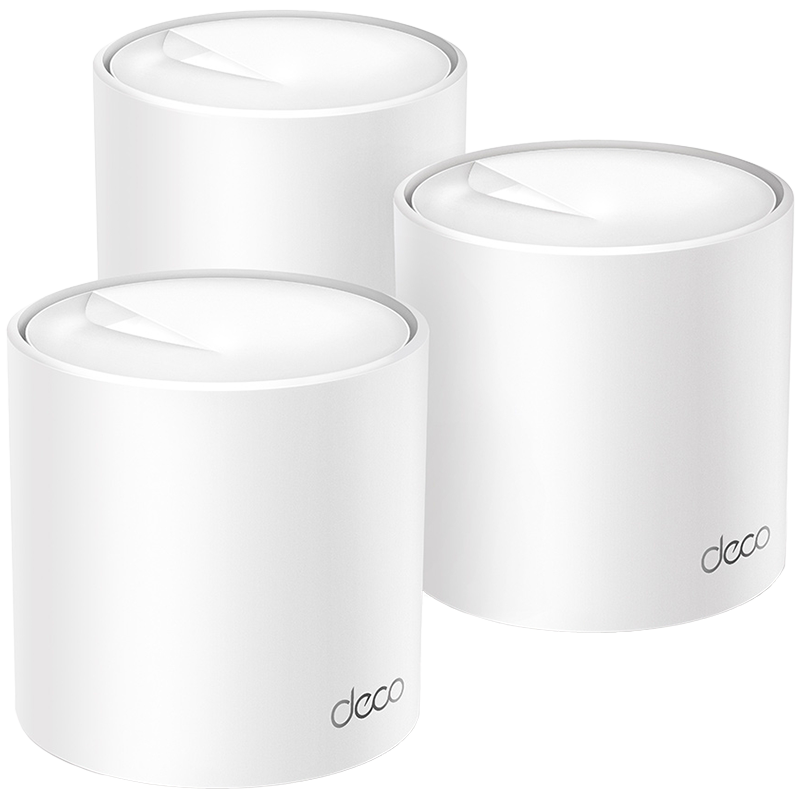 TP-Link Deco X50(3-pack) AX3000 Whole Home Mesh Wi-Fi 6 System, 574 Mbps at 2.4 GHz + 2402 Mbps at 5 GHz, 2× Internal Antennas, 3× Gigabit Ports (WAN/LAN auto-sensing), 2 Streams and HE160 for 5GHz, Deco App, Router/AP Mode, IPv6, IPTV, HomeShield TP-Link Deco X50(3-pack) AX3000 Whole Home Mesh Wi-Fi 6 System, 574 Mbps at 2.4 GHz + 2402 Mbps at 5 GHz, 2× Internal Antennas, 3× Gigabit Ports (WAN/LAN auto-sensing), 2 Streams and HE160 for 5GHz, Deco App, Router/AP Mode, IPv6, IPTV, HomeShield - Image 1